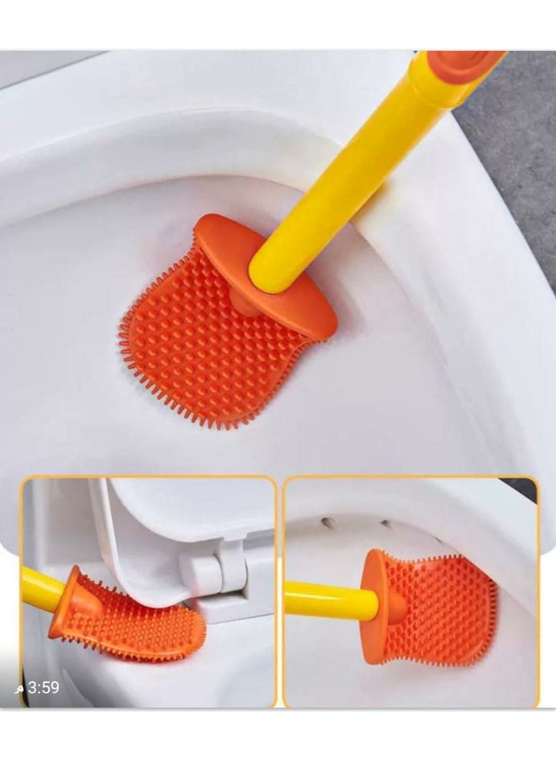 Yellow Duck - Innovative square toilet brush with long ergonomic handle for deep cleaning, paired with a wall-mounted holder and a cheerful yellow duck shape to complement chic bathrooms. - Image 2
