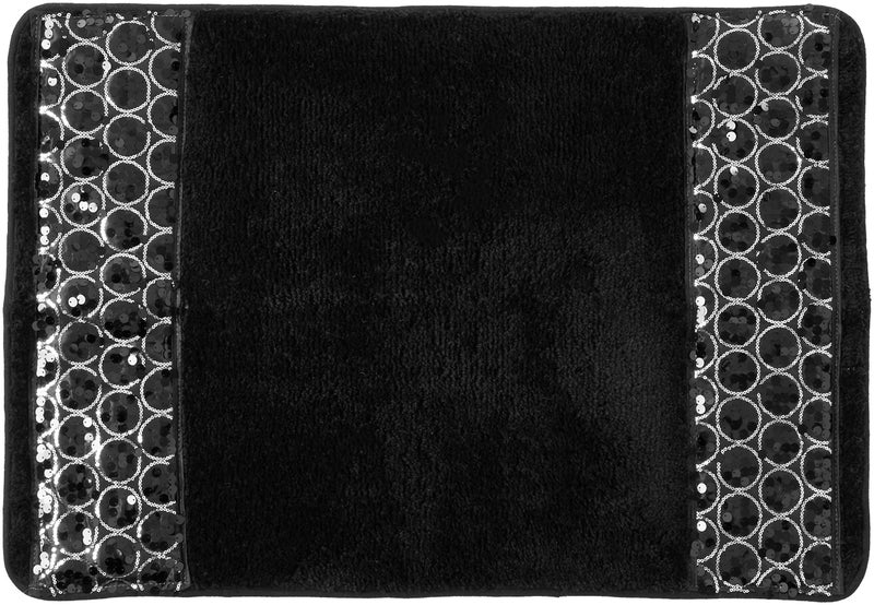 Popular Bath Sinatra Black Bathroom Rug Classic Luxury Bath Rug Contemporary Decor Black Bath Mat for Shower Unique Design Stylish Bling Mosaic size 32 x 21 Black