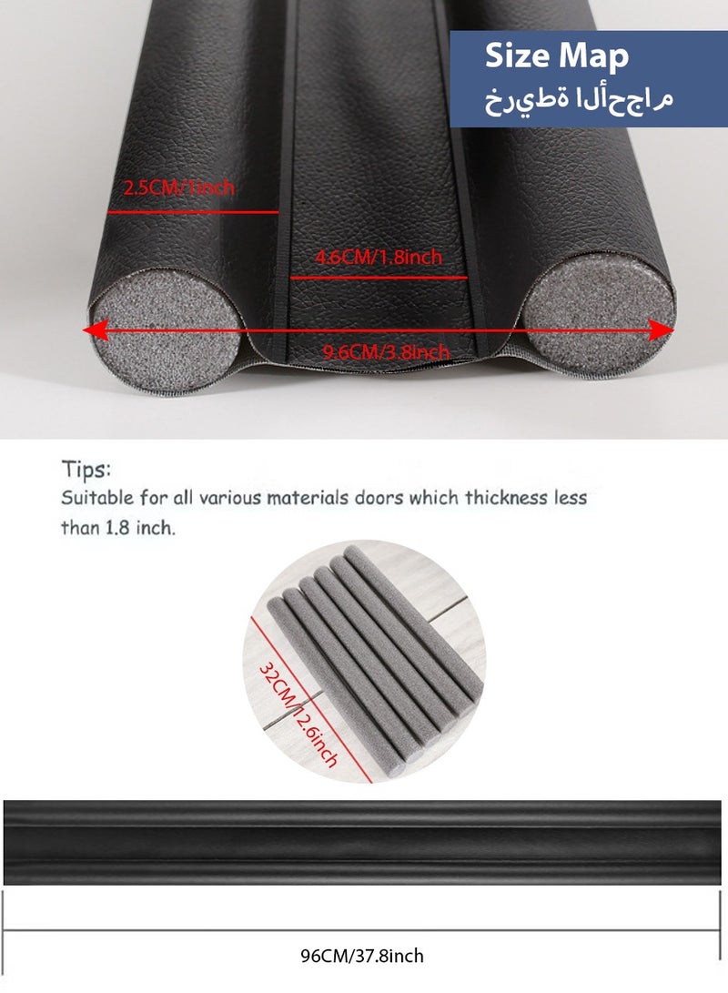 DPTER 3PCS Door Draft Stopper, 96 cm Length Under Door Seal, Door Sweep for Exterior & Interior Doors, Door Bottom Draft Blocker Dust and Noise Insulation Twin Door Draft Stopper Adjustable Door Foam Seal Strip Breeze Blocker, Noise Sound Light Smell Blocker for Doors - Image 2