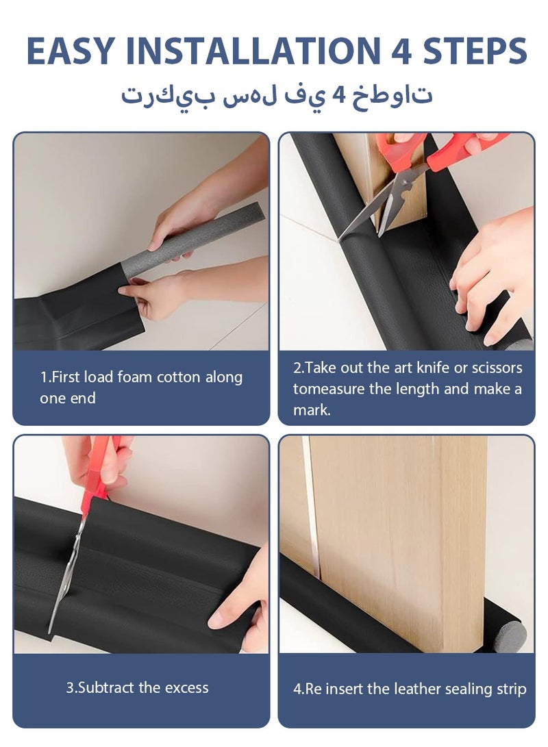 DPTER 3PCS Door Draft Stopper, 96 cm Length Under Door Seal, Door Sweep for Exterior & Interior Doors, Door Bottom Draft Blocker Dust and Noise Insulation Twin Door Draft Stopper Adjustable Door Foam Seal Strip Breeze Blocker, Noise Sound Light Smell Blocker for Doors - Image 5