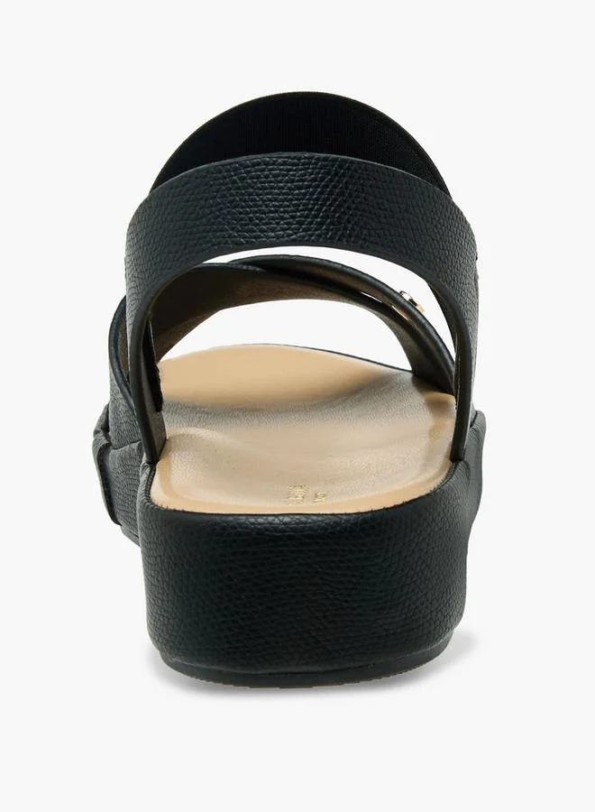 Flora Bella By Shoexpress BLACK Flora Bella Women Textured Cross Strap Sandals for Women | Best Price UAE