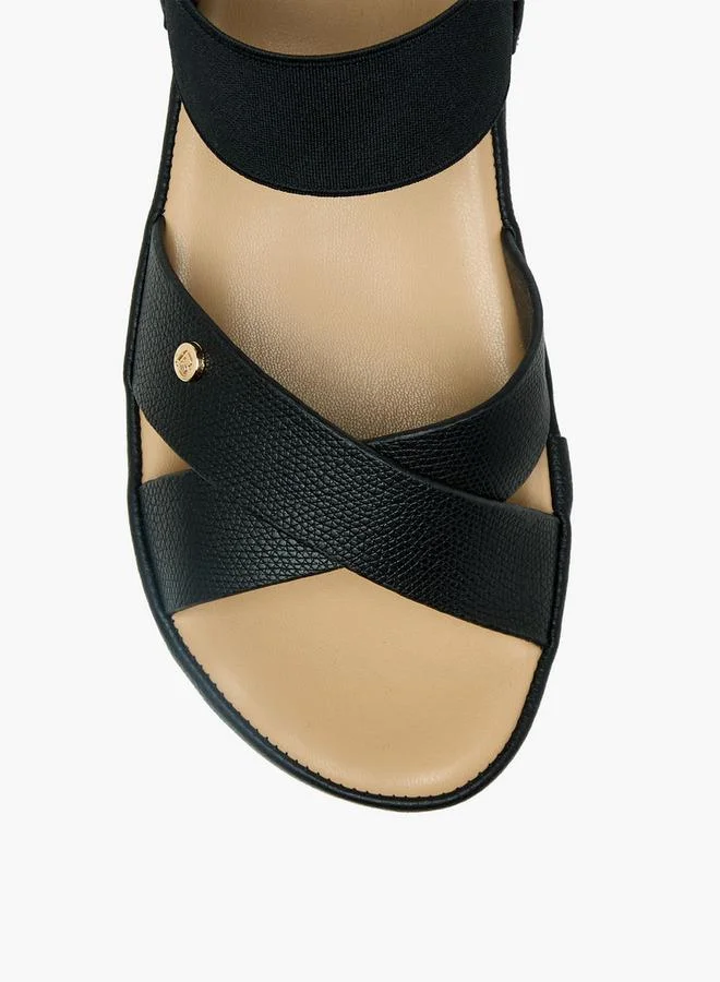 Flora Bella By Shoexpress BLACK Flora Bella Women Textured Cross Strap Sandals for Women | Best Price UAE