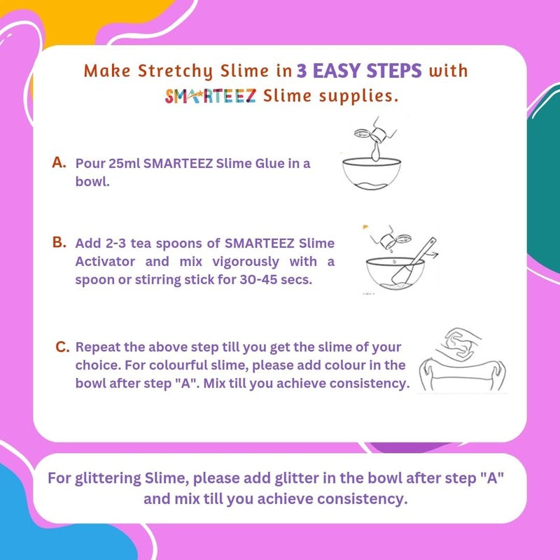 SMARTEEZ Rose Pink Slime Glue Colour School Glue Colour Craft Glue Waterproof and Washable Non Toxic 100ML Pack of 3 - Image 3