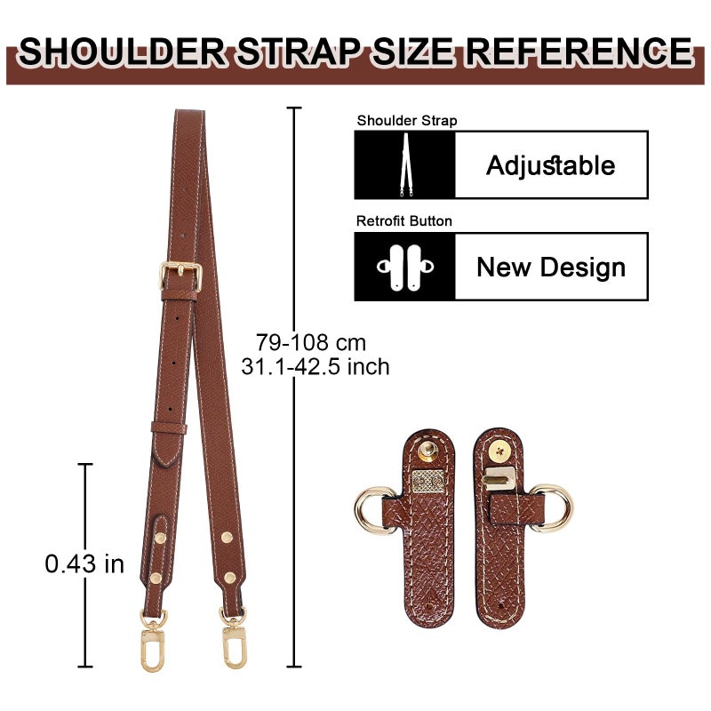 LOUKAYCCI Upgraded Leather Shoulder Strap for Longchamp Le Pliage S/M/L Bag Strap Kit Handbags Crossbody Adjustable Shoulder Strap (Brown) - Image 4