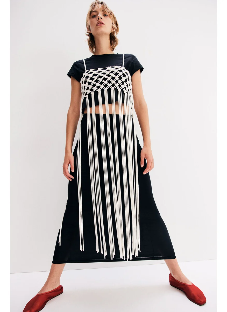 اتش اند ام Fringe-Trimmed Fishnet Dress