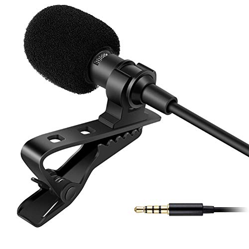 TECHNOVIEW Dynamic Lapel Collar Mic Voice Recording Filter Microphone for Singing YouTube Smartphone (1.5m) - Black - Image 1