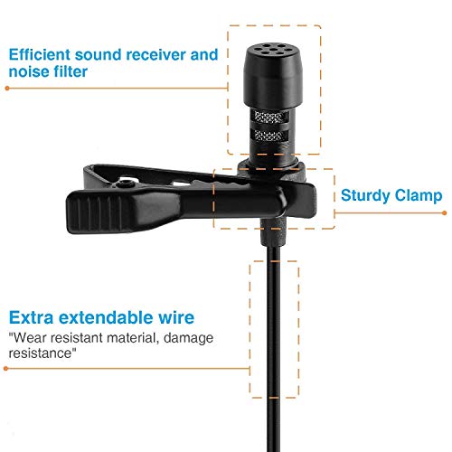 TECHNOVIEW Dynamic Lapel Collar Mic Voice Recording Filter Microphone for Singing YouTube Smartphone (1.5m) - Black - Image 4