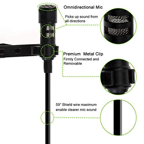 TECHNOVIEW Dynamic Lapel Collar Mic Voice Recording Filter Microphone for Singing YouTube Smartphone (1.5m) - Black - Image 3