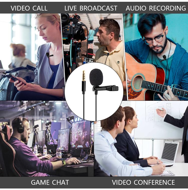 TECHNOVIEW Dynamic Lapel Collar Mic Voice Recording Filter Microphone for Singing YouTube Smartphone (1.5m) - Black - Image 5