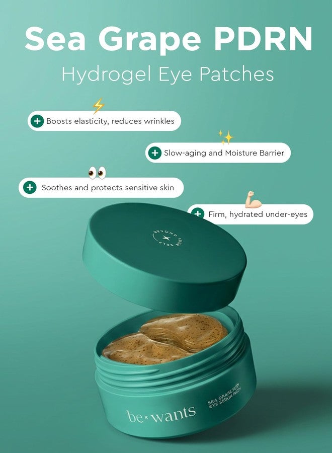 BE+WANTS bewants Sea Grape Vegan PDRN Eye Patches for Sensitive Skin | Formulated with Collagen, Green Tea, Ceramides and Pathenol | Hydrating & Firming Under Eye Mask - Image 4
