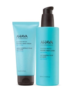 AHAVA AHAVA Working Hands & Hydrating Body Lotion, Sea-Kissed Care Set - Includes Hand Cream Sea-Kissed, 3.4 Fl.Oz & Body Lotion Sea-Kissed, 8.5 Fl.Oz, enriched with Dead Sea Minerals & Magnesium  - Image 1