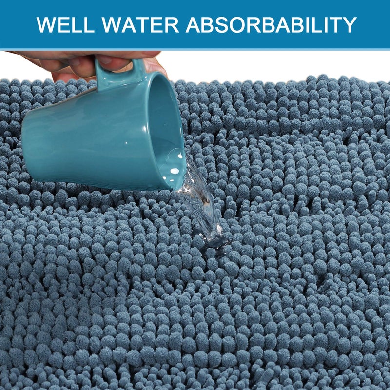 H.VERSAILTEX Bath Mats for Bathroom Non Slip Luxury Chenille Striped Bath Rug Absorbent Non Skid Fluffy Soft Shaggy Rugs Washable Plush Carpet Mats for Bath Room, Tub - Image 4