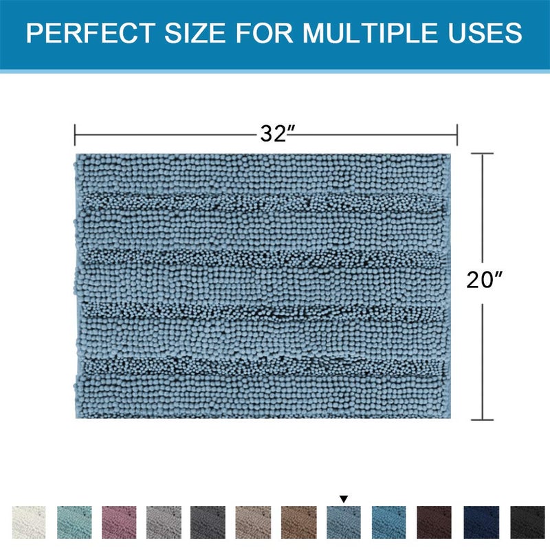 H.VERSAILTEX Bath Mats for Bathroom Non Slip Luxury Chenille Striped Bath Rug Absorbent Non Skid Fluffy Soft Shaggy Rugs Washable Plush Carpet Mats for Bath Room, Tub - Image 5