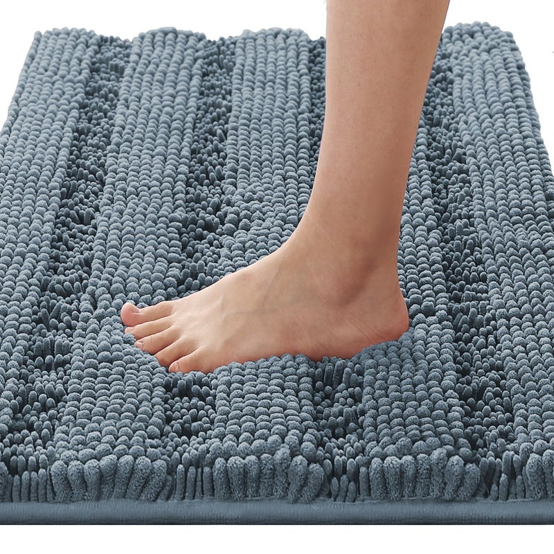 H.VERSAILTEX Bath Mats for Bathroom Non Slip Luxury Chenille Striped Bath Rug Absorbent Non Skid Fluffy Soft Shaggy Rugs Washable Plush Carpet Mats for Bath Room, Tub - Image 1