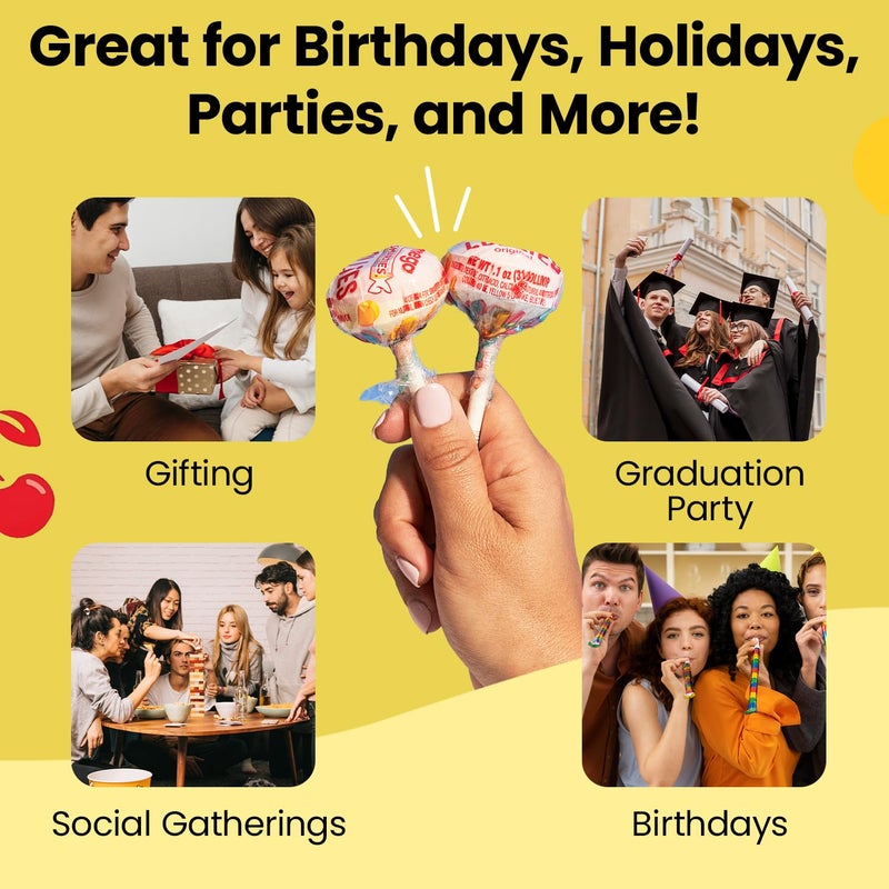 Smarties Double Lollies Mega - Gluten Free, Peanut Free, Fat Free Assorted Fruity Flavors Lollipops - Perfect for Birthdays, Parties - Made by US Candy Company Since 1949-24 Count Box (Pack of 1) - Image 5