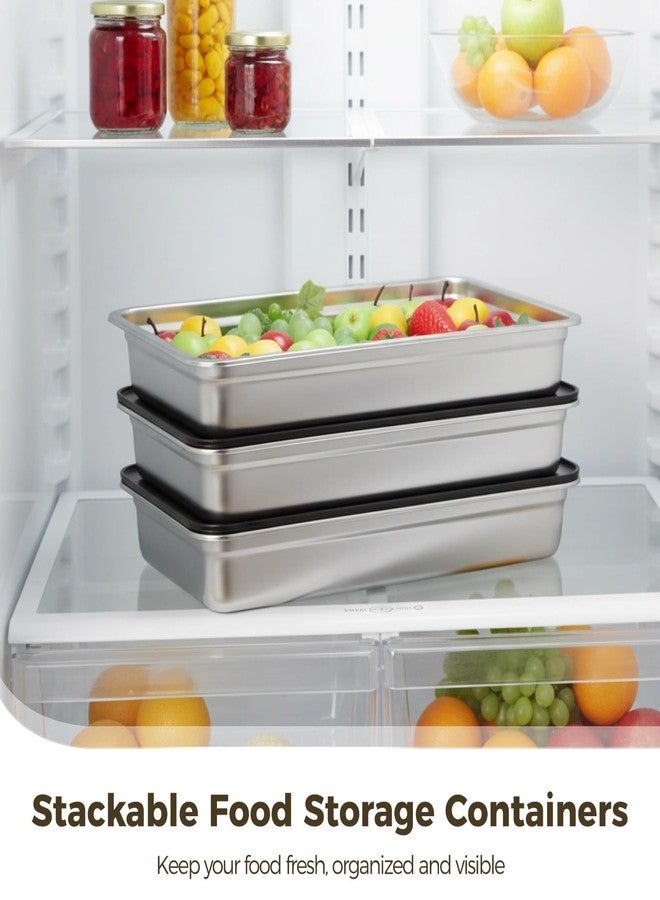 DORMIYA 3 Pcs Stainless Steel Food Storage Containers, Stackable Square Dumpling Plate with Clear Lid, Leak-Proof & Space Saving, Ideal for Fridge, Kitchen & Picnic Food Storage - Image 2