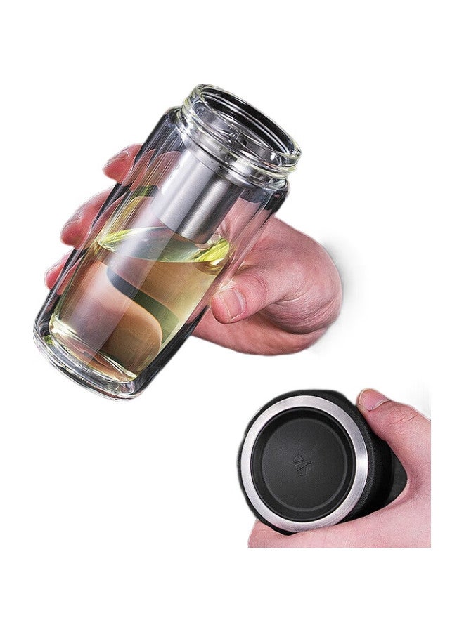 Wanxiang Double-Layer Glass Cup, Portable Tea Mug For Boyfriend, V17L Large Capacity 360Ml Water Bottle With Filter For Business And Office Use - Image 1