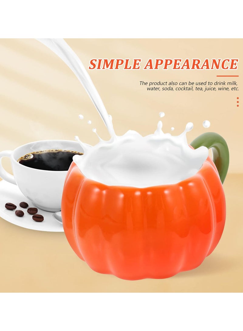 GGOOT Ceramic Pumpkin Cup Milk Mug Coffee Mug Stew Pot with Handle Pumpkin Shape Soup Pot Dessert Container for Halloween Party Favors Gifts 150ml - Image 3