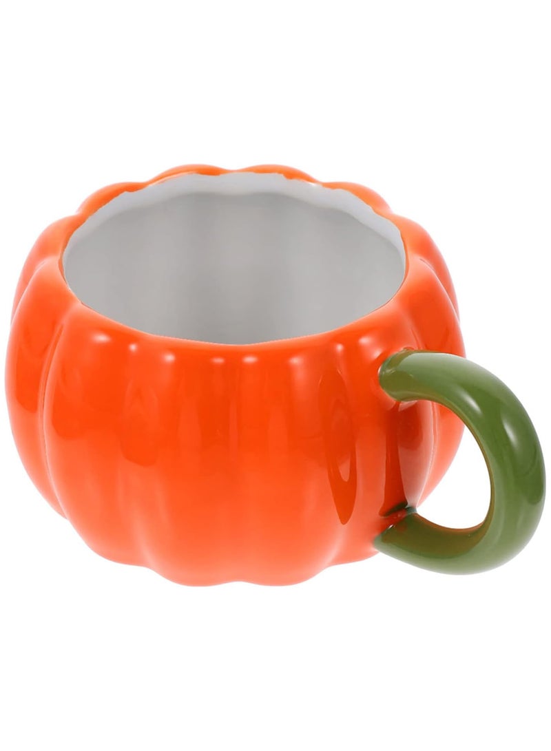 GGOOT Ceramic Pumpkin Cup Milk Mug Coffee Mug Stew Pot with Handle Pumpkin Shape Soup Pot Dessert Container for Halloween Party Favors Gifts 150ml - Image 1