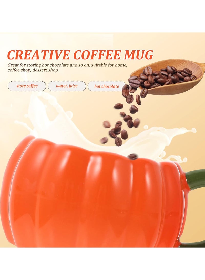 GGOOT Ceramic Pumpkin Cup Milk Mug Coffee Mug Stew Pot with Handle Pumpkin Shape Soup Pot Dessert Container for Halloween Party Favors Gifts 150ml - Image 5