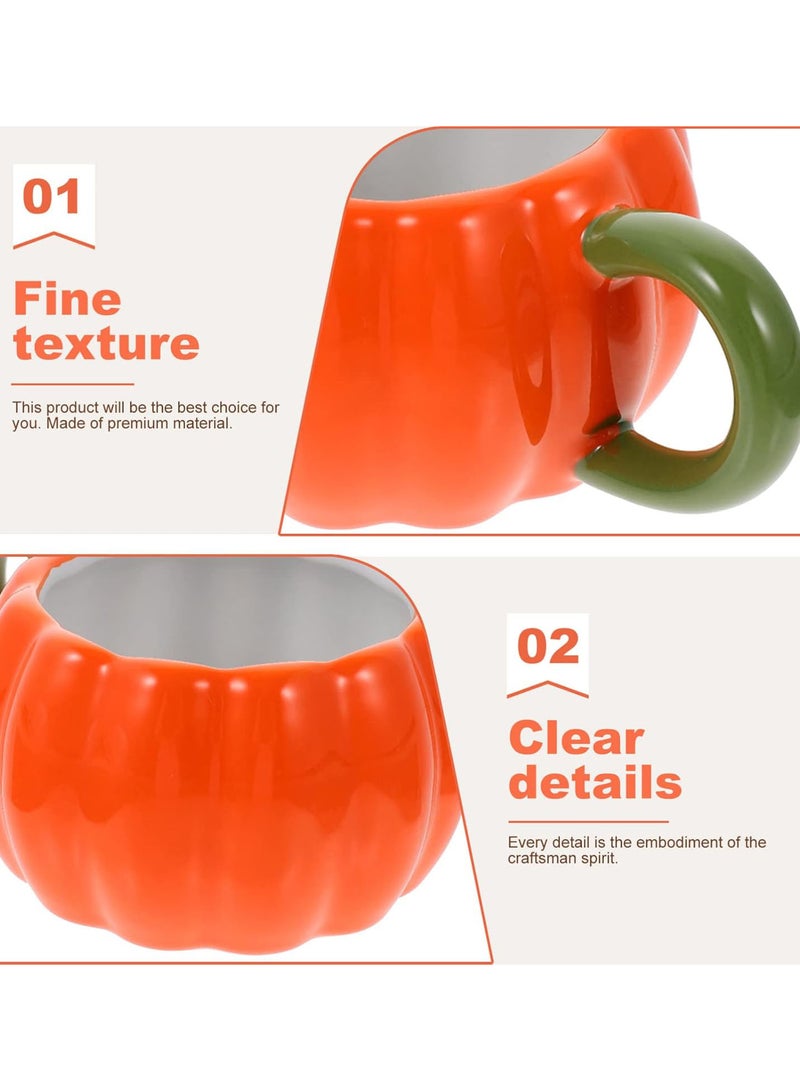 GGOOT Ceramic Pumpkin Cup Milk Mug Coffee Mug Stew Pot with Handle Pumpkin Shape Soup Pot Dessert Container for Halloween Party Favors Gifts 150ml - Image 2