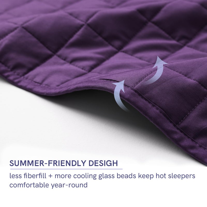 YnM 15lbs Weighted Blanket for Adults, Cotton Heavy Bed Throw Blanket with Cooling Glass Beads for All Season Use, Ideal for One Person of 140lbs (48x72 Inches, Queen Bed, Fuchsia Purple) - Image 4