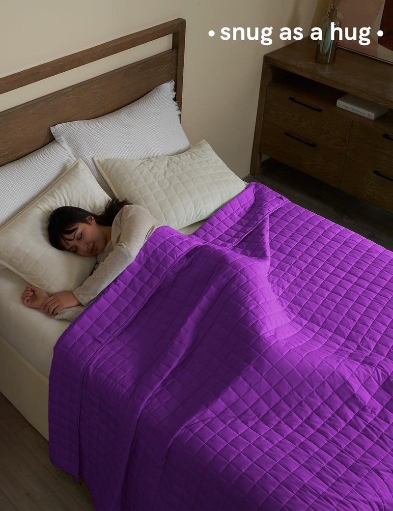 YnM 15lbs Weighted Blanket for Adults, Cotton Heavy Bed Throw Blanket with Cooling Glass Beads for All Season Use, Ideal for One Person of 140lbs (48x72 Inches, Queen Bed, Fuchsia Purple) - Image 3