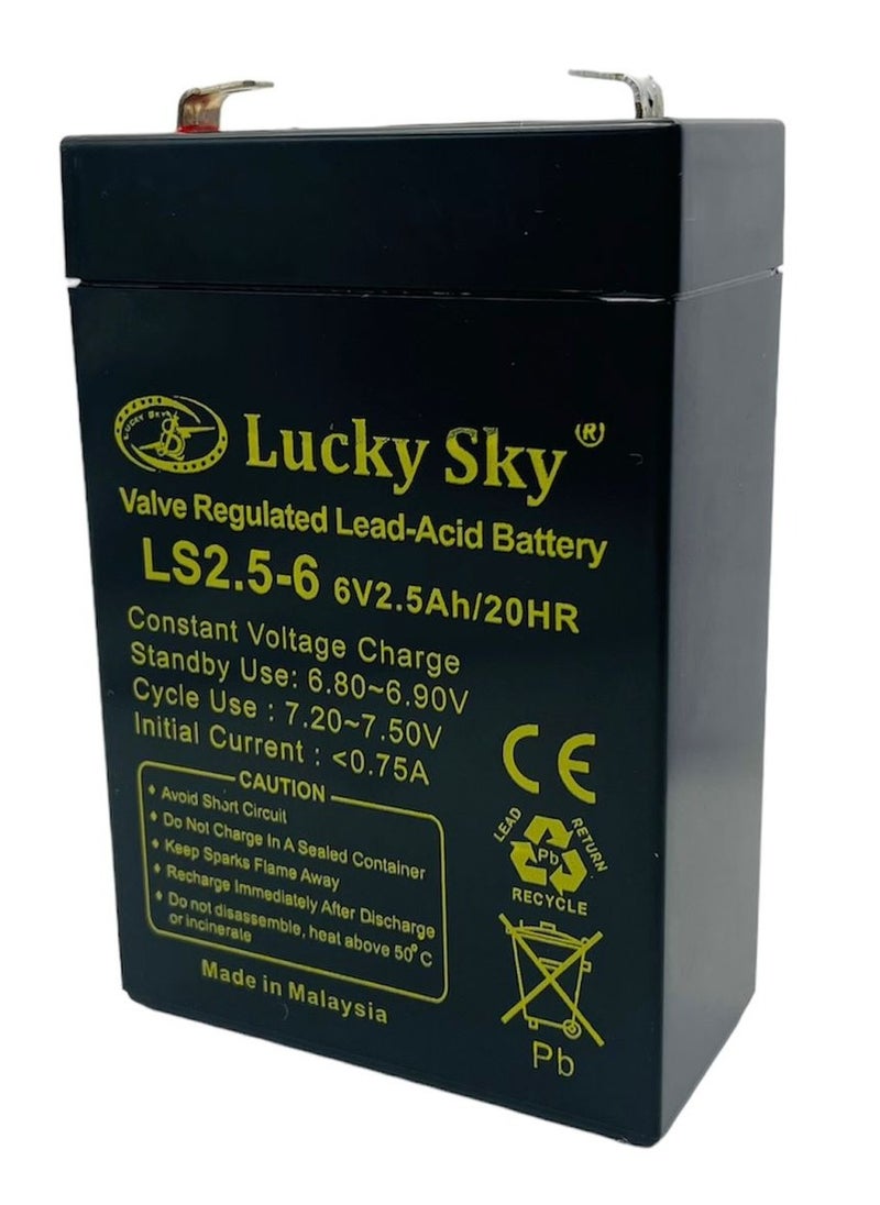Lucky Sky - Lucky Sky 6V 2.5Ah High-Performance Rechargeable Sealed Lead Acid Battery is a reliable and long-lasting power source for a variety of applications. - Image 1