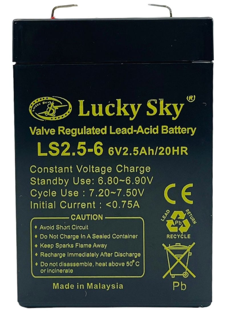 Lucky Sky - Lucky Sky 6V 2.5Ah High-Performance Rechargeable Sealed Lead Acid Battery is a reliable and long-lasting power source for a variety of applications. - Image 1