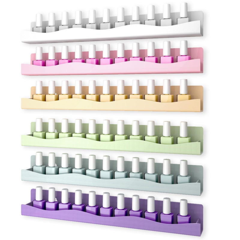 YMVV 6 Colors Nail Polish Wall Mounted Shelf15 Inch Nail Polish Floating Shelves for 6690 Bottles MultiPurposeIdeal Gift Great Display for Salons Retailers6 Pack