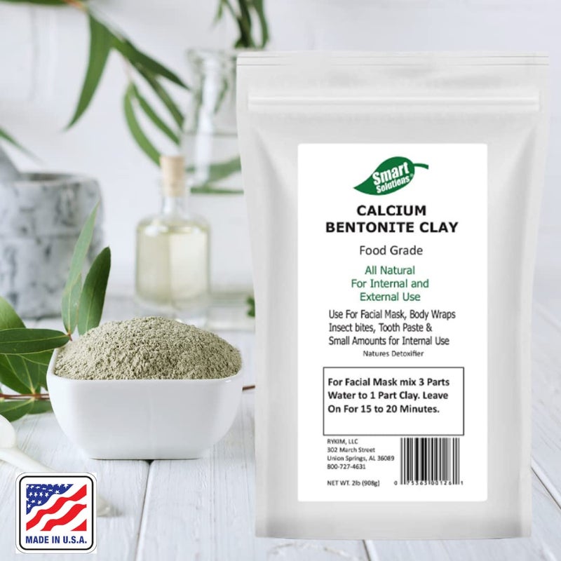 SMART SOLUTIONS Calcium Bentonite Clay, 2 lb Pure Indian Healing Clay - All Natural for External Use | DIY Facial Treatments, Deodorants, Hair Masks - Image 2