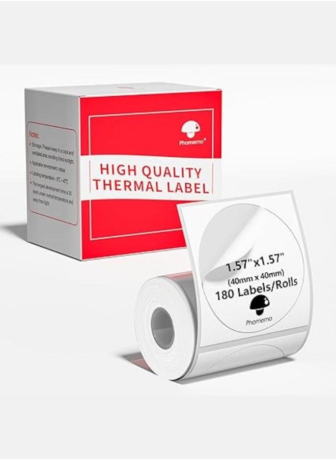 phomemo Phomemo Thermal Sticker Label Paper, Multi-Purpose Self-Adhesive Tag for M120/M110/M110s/M200/M220 Label Maker Machine,Black on White-40X40MM  - Image 1