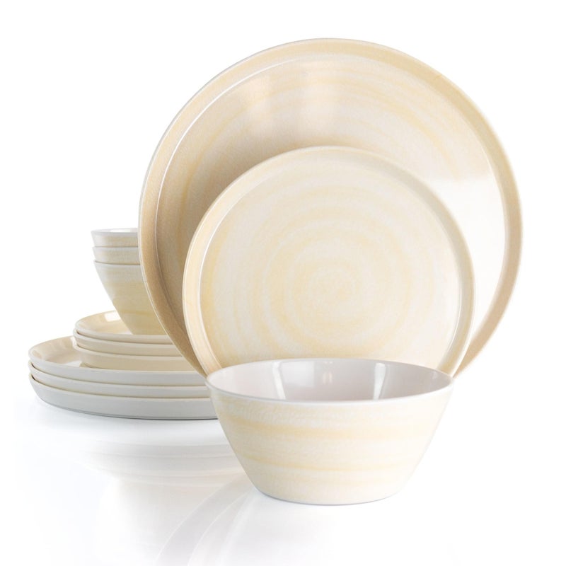 Elama Lightweight Dinnerware Set  12 Piece  Cream - Image 2