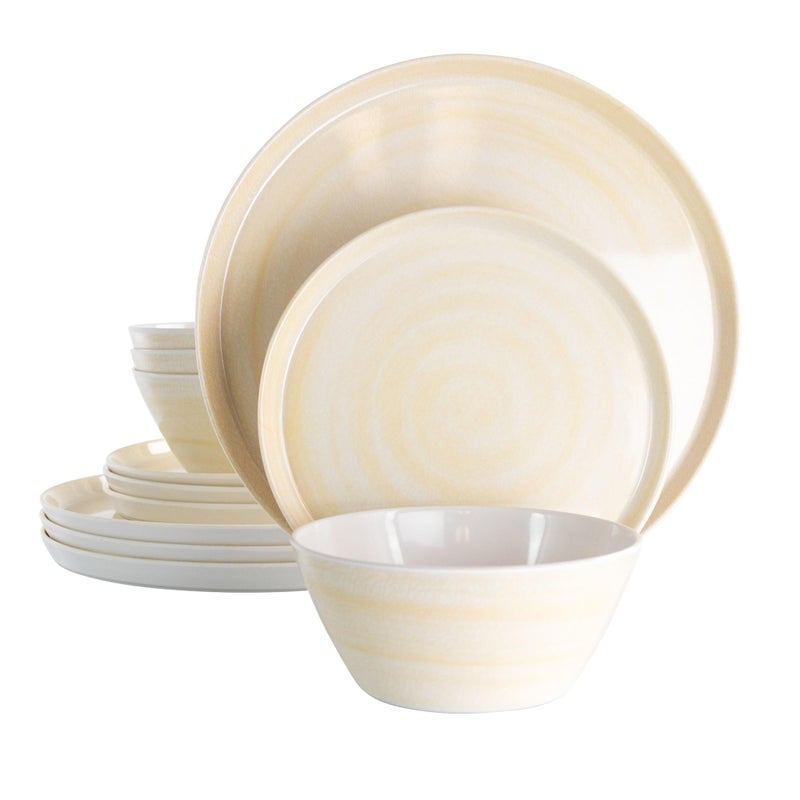 Elama Lightweight Dinnerware Set  12 Piece  Cream - Image 1