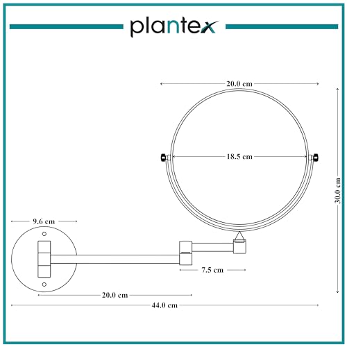 Plantex Premium Brass Magnifying Mirror/Two-Sided 360° Swivel Shaving Mirror with 5x/1x Magnification/Vanity Mirror for Bathroom (8 Inches-Chrome/Wall Mount) - Image 5