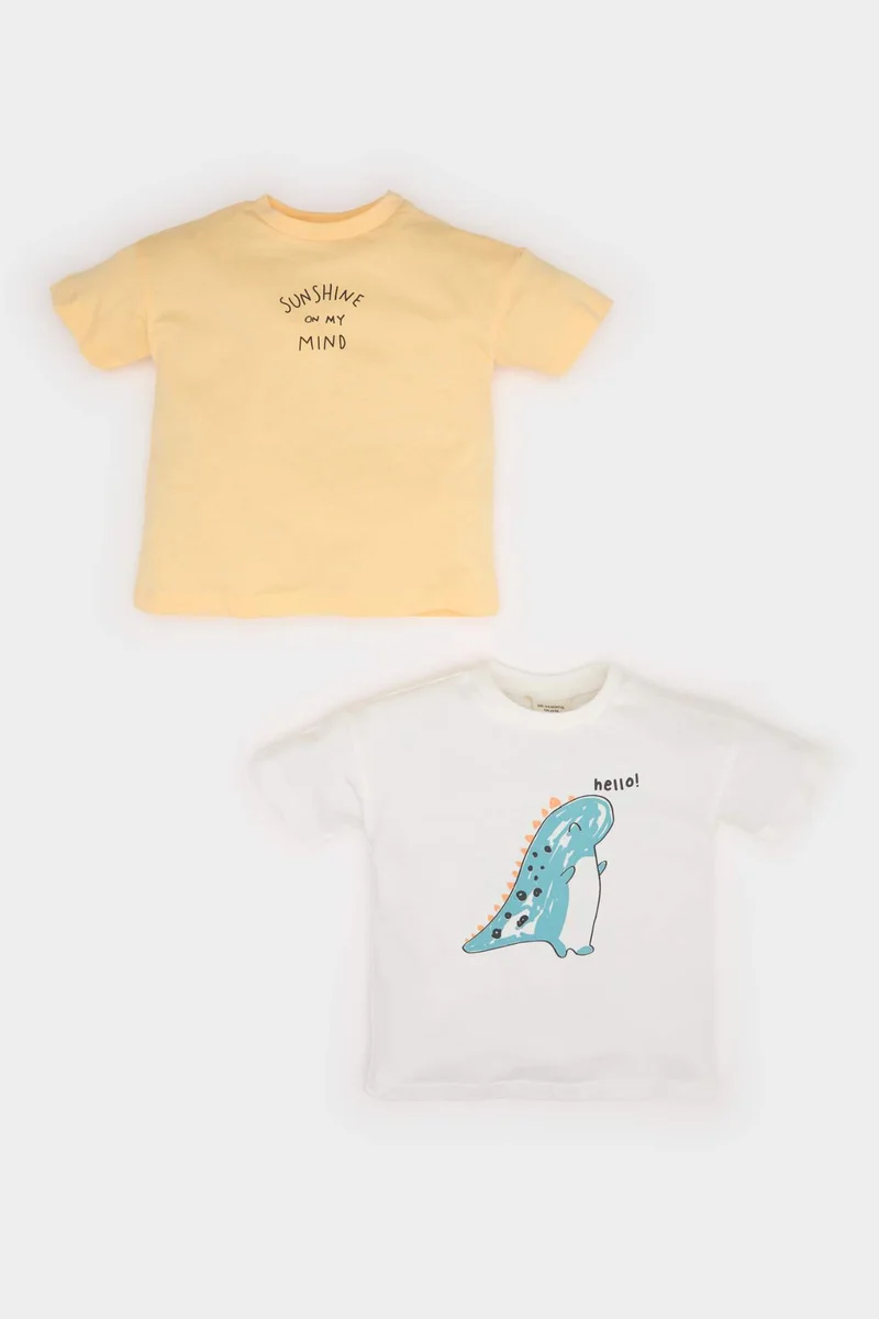 ديفاكتو Baby Boy Dinosaur Printed Cotton 2 Piece T-Shirt