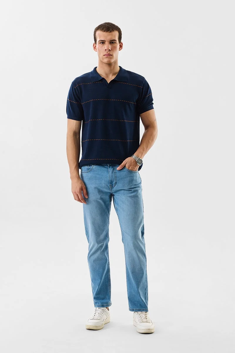 سنيتش Slim Fit 100% Cotton Stripes Polo T-Shirt