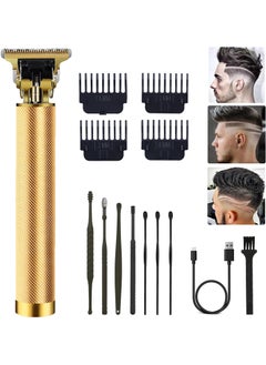 Hair Clippers for Men Hair Trimmer T Blade Trimmer Zero Gapped Trimmer Cordless Rechargeable Beard Trimmer Shaver Hair Cutting Kit with Ear Spoon Tool Set Gold