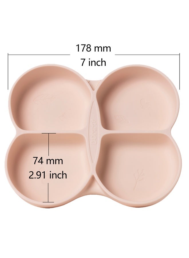 Smily Mia Dommy Butterfly Silicone Toddler Plate – Divided Suction Plate for Babies and Toddlers, Food-Grade BPA-Free Silicone, Strong Suction Base, Dishwasher & Microwave Safe – Peach Dust - Image 4