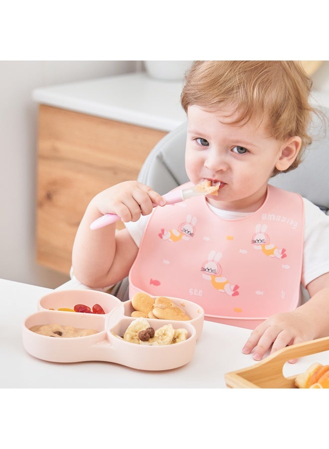 Smily Mia Dommy Butterfly Silicone Toddler Plate – Divided Suction Plate for Babies and Toddlers, Food-Grade BPA-Free Silicone, Strong Suction Base, Dishwasher & Microwave Safe – Peach Dust - Image 2