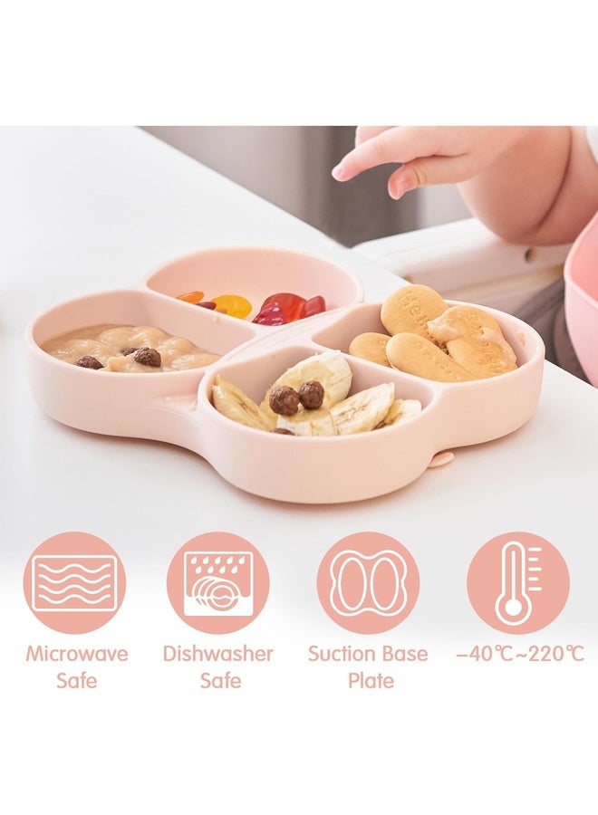 Smily Mia Dommy Butterfly Silicone Toddler Plate – Divided Suction Plate for Babies and Toddlers, Food-Grade BPA-Free Silicone, Strong Suction Base, Dishwasher & Microwave Safe – Peach Dust - Image 5