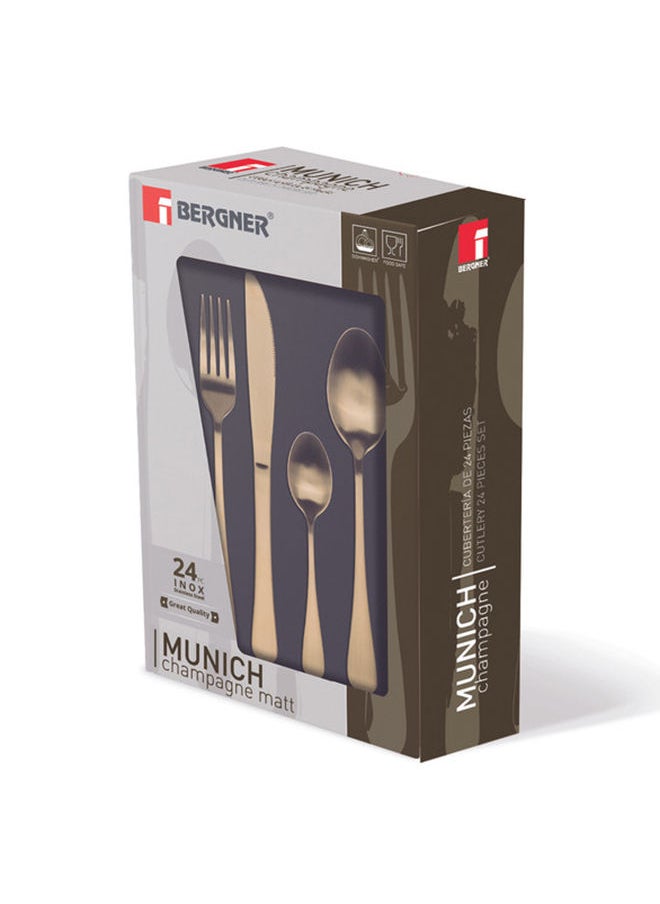 BERGNER - 24-Piece Munich Matt Finished Stainless Steel Cutlery Set - Image 1