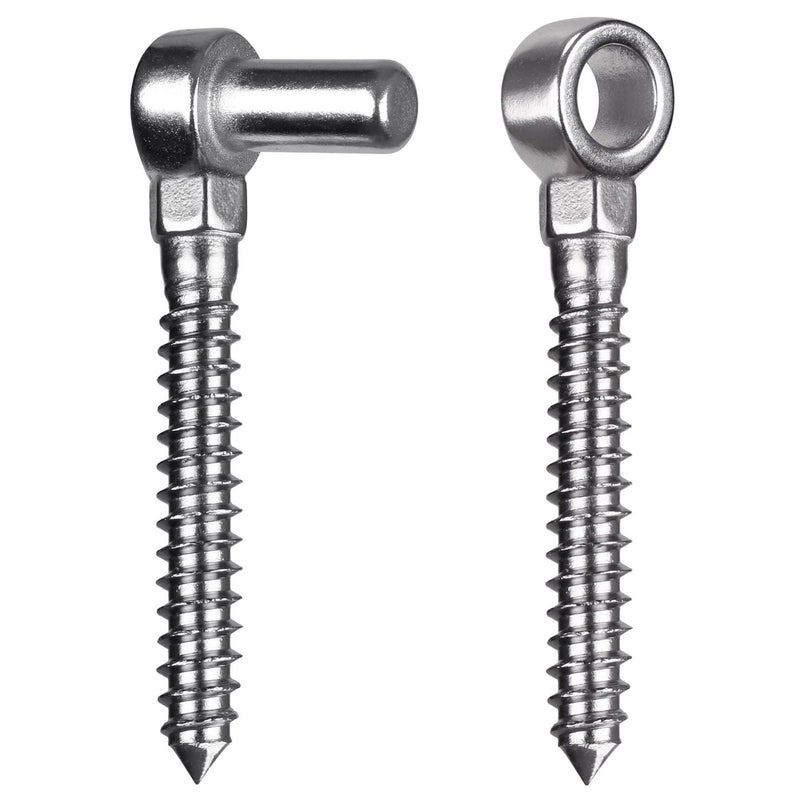 Insaga Gate Hinges 304 Stainless Steel Wood Gate Hinge M12 Hook and Eye Hinges Partial Thread Gate Bolt Hook Gate Hardware for Wooden Gates Fences 1Pair
