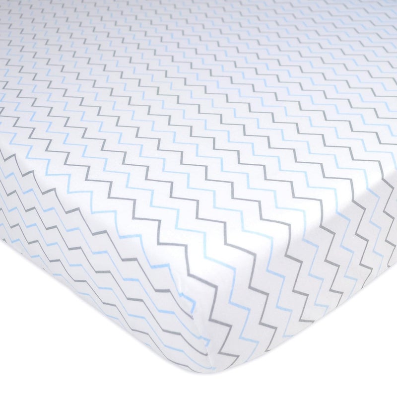 American Baby Company American Baby Company 100 Natural Cotton Fitted Mini Crib Sheet 38 x 24 Soft Breathable Small Nesting Portable Crib Sheet Fits Pack N Play Mattresses Blue Zigzag for Boys Girls 