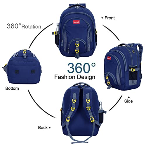 ROZEN 45 Ltrs, 46 cms School Bag Class 5-12 Large 4 partition Laptop Collage Office Travel Backpack Unisex (NAVYBLUE) - Image 2