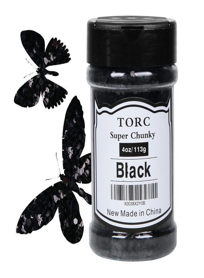 تورك بريق أسود سميك من TORC، 4 أونصة، مناسب لأعمال الراتنج والفنون وفن الأظافر ومستحضرات التجميل ومكياج المهرجانات، 1/10 (2.5 مم) - Image 1
