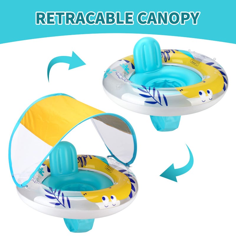 Swimbobo Inflatable Baby Swim Pool Float with Safe Seat and Removable Canopy for Age 6-36 Months Toddler (Yellow Dinosaur) - Image 3