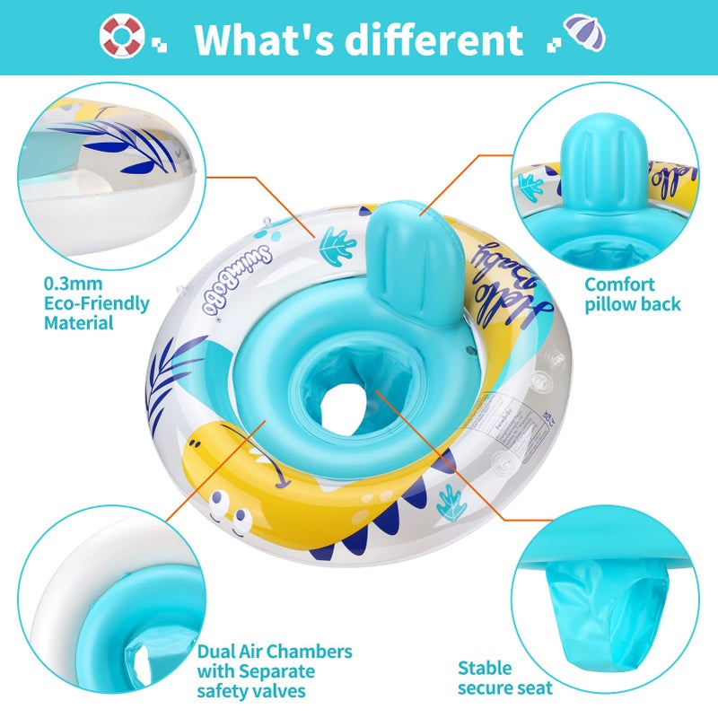 Swimbobo Inflatable Baby Swim Pool Float with Safe Seat and Removable Canopy for Age 6-36 Months Toddler (Yellow Dinosaur) - Image 5