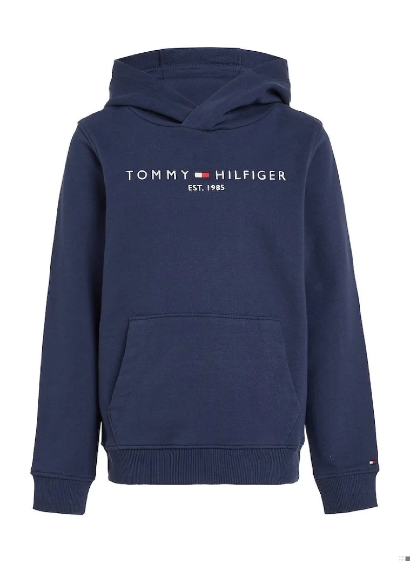 TOMMY HILFIGER Kids' Essential Logo Organic Cotton Hoody Sweatshirt, Navy