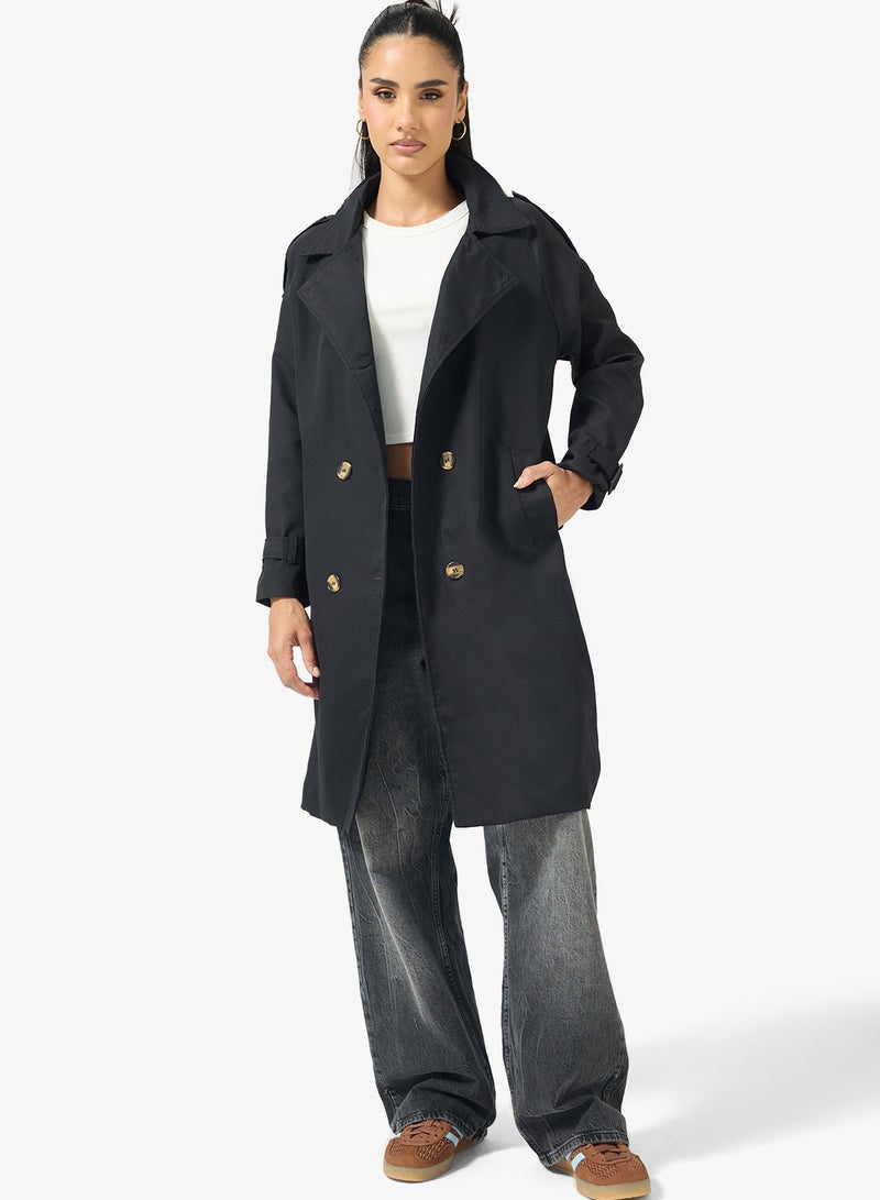 جينجر معطف ترنش منسوج بقصة واسعة - Image 1